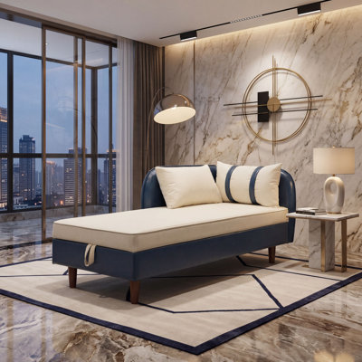 Upholstered Chaise Lounge with Hidden Storage and Accent Pillows