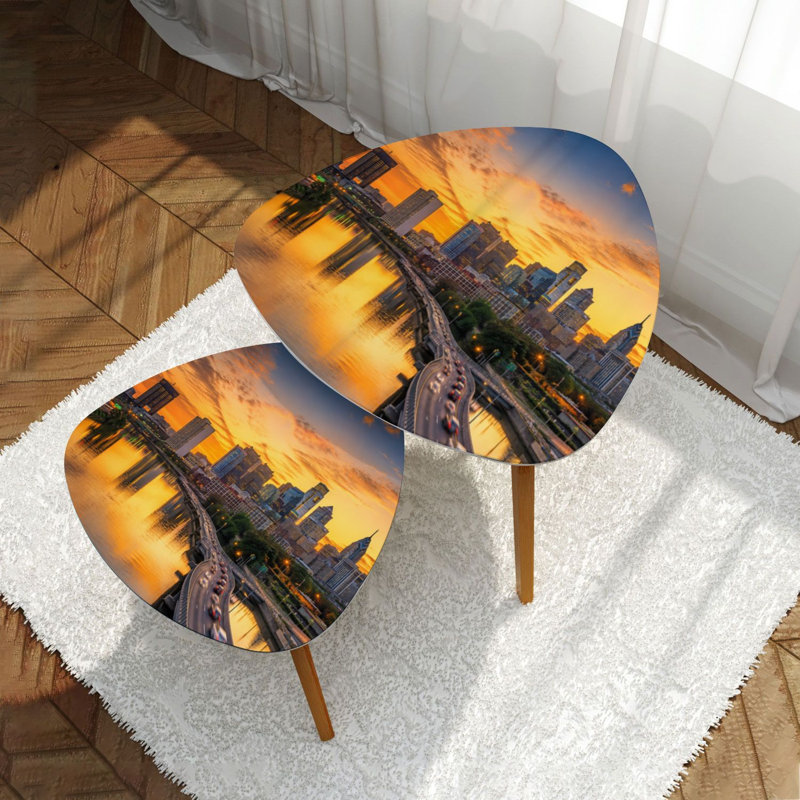 Ensemble de 2 tables basses gigognes Triangle