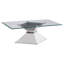 Ensemble de table basse et de table de bout 2 pièces Tani, plateau en verre, base chromée en forme de sablier
