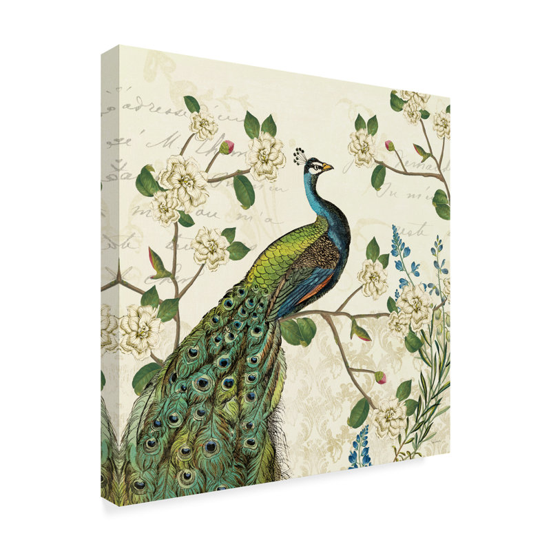 «Peacock Arbor I Ivory Sq», reproduction d'impression sur toile tendue, H 14 po x l 14 po x P 2 po
