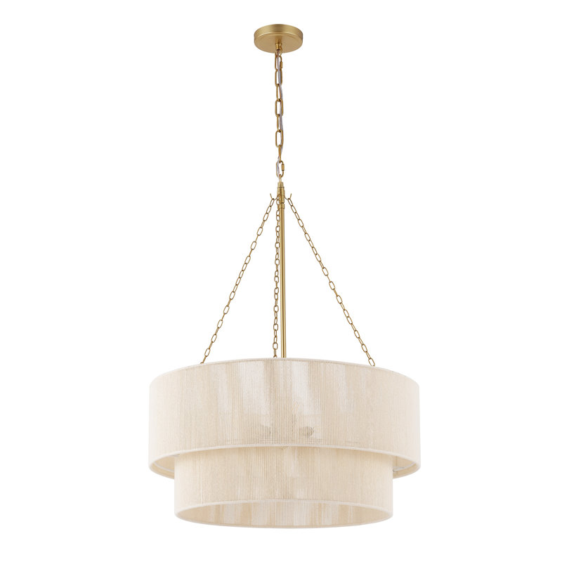 23.6" 6-Light Modern Rope Drum Chandelier, Gold