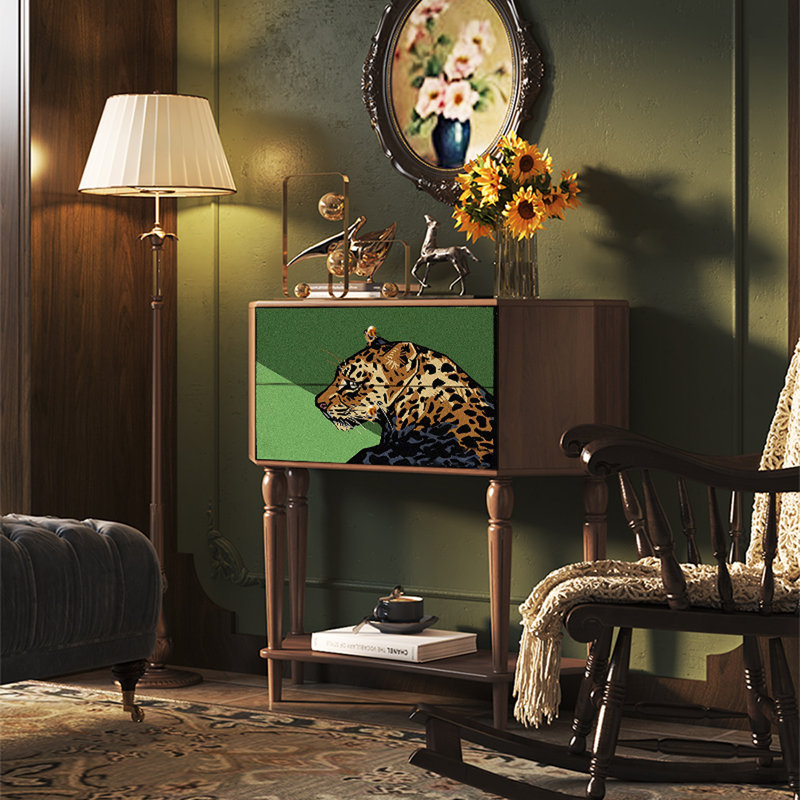 Armoire de rangement élégante avec tiroirs en bois massif, Noyer