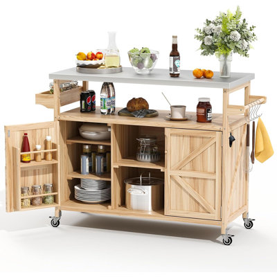 Versatile Outdoor Grill Cart With Storage, Spice Rack, Paper Towel Holder, And Lockable Wheels