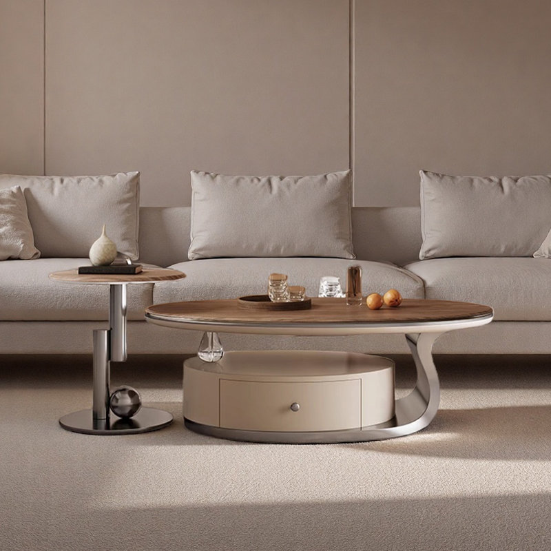 Table basse ovale de luxe, H 16,5 po x L 55,1 po x l 31,5 po