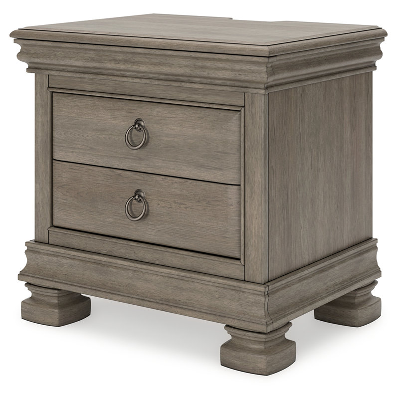 Lexorne Gray Traditional 3-Drawer Nightstand with USB Charging