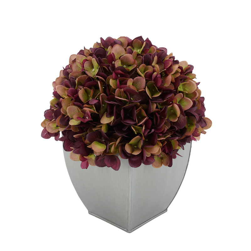 Arrangement d'hortensias en prune, Prune, Argent