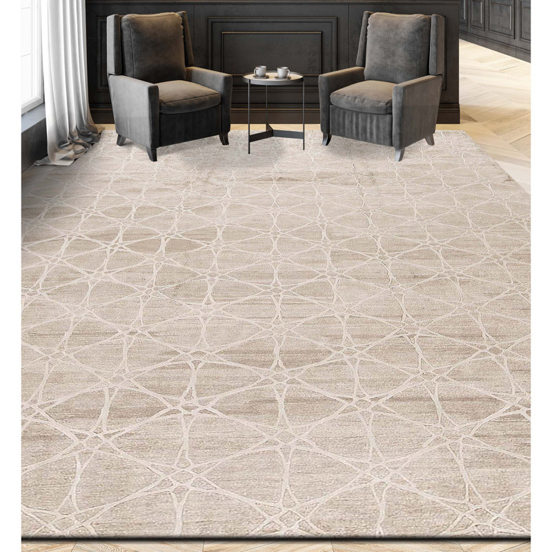 Tapis gris de haute qualité noué à la main Windsom