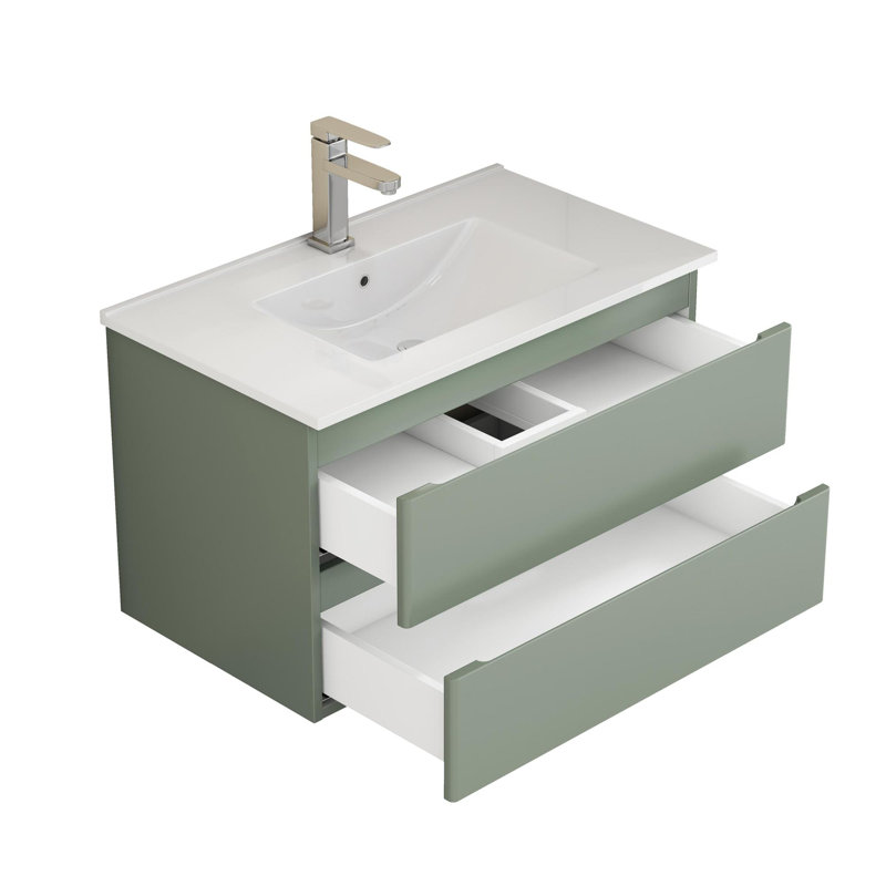 Meuble-lavabo mural 32 po avec lavabo, Vert