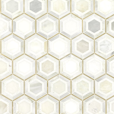 Artemis Hexagon 10 in. x 12 in. Stone Metal Blend Mosaic Wall Tile