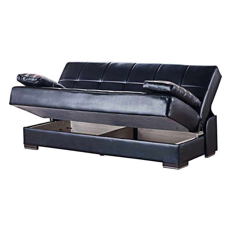 Canapé-lit rembourré convertible avec rangement, Noir