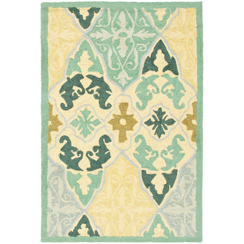 Helena Hand-Hooked Wool Ivory Area Rug, Rectangle 2'9" x 4'9"