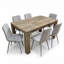 Modern Dining Set with Rustic Wood Effect Table and 6 Grey Nova Velvet Chairs 6 Seater for Kitchen