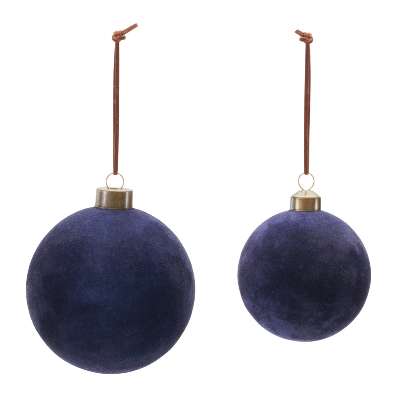 Ornement boule de velours en verre (ensemble de 12)