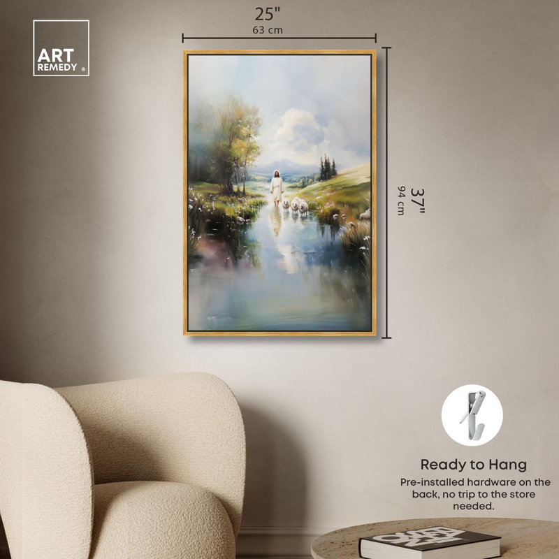 Reproduction d'art sur toile Caretaker's Calm Crossing II par Art Remedy, Cadre doré, H 37 po x l 25 po