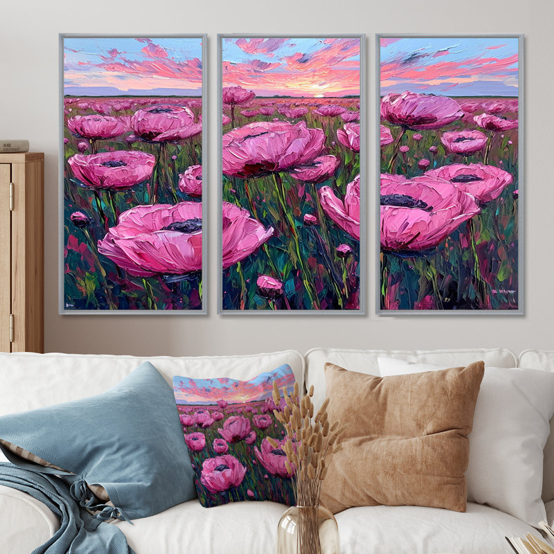 Ensemble d'art mural Northbridge - Tulipes, Encadrement argenté, H 28 po x l 36 po x P 1 po