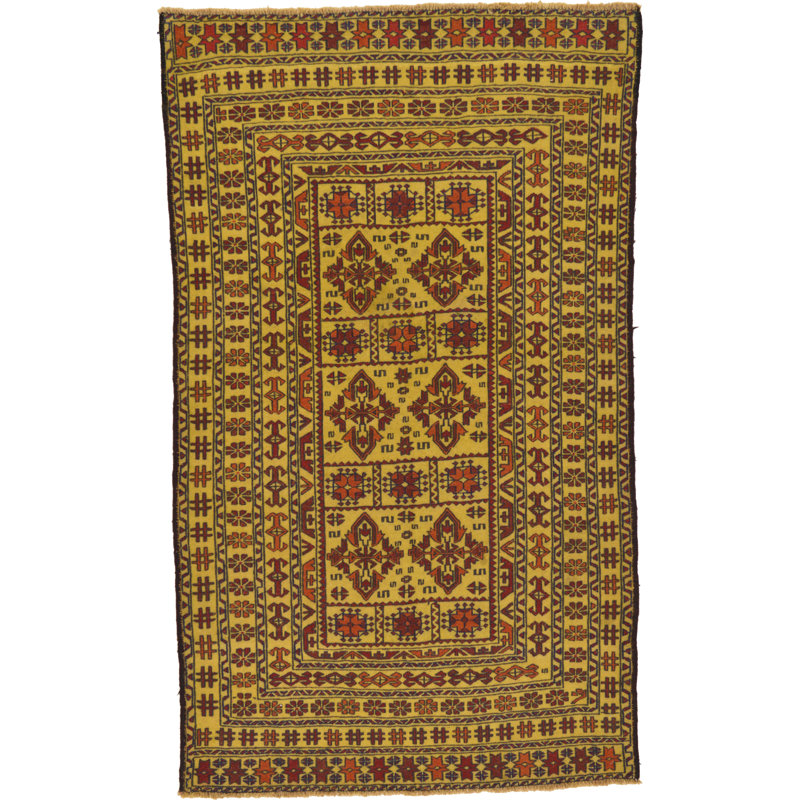 Tapis beige en laine 3 pi 10 po x 6 pi 7 po one-of-kind à la main noué la new Warminster