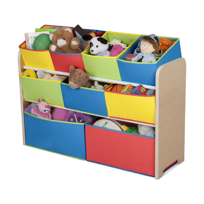 Système d'organisation de jouets avec bacs, Rouge / Bleu / Vert