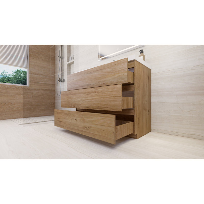Ensemble de meuble-lavabo simple 42 po Ayele, Chêne naturel