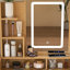 Table de coiffeuse à miroir DEL avec prise de courant, support pour sèche-cheveux et tabouret