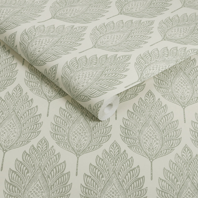 Graham & Brown Flame Leaf Teal Wallpaper, Brown