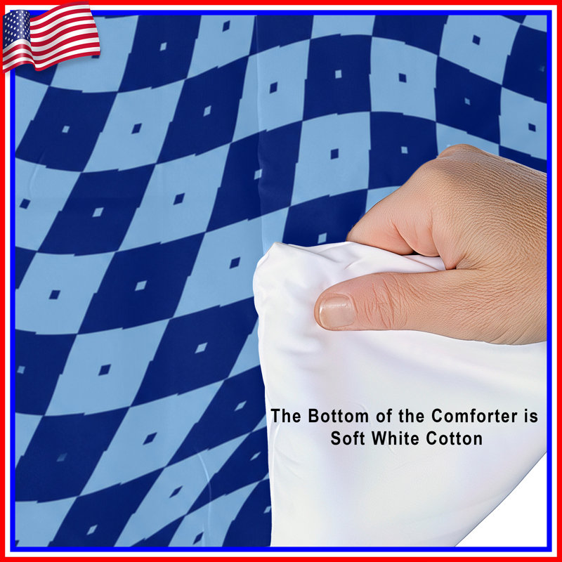 Wavy Checkered Pattern Comforter, Twin Extra Long