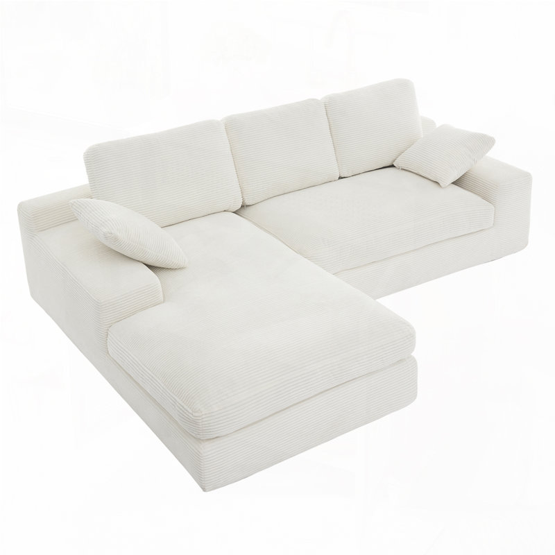 Canapé modulaire en tissu Corduroy, Velours côtelé blanc