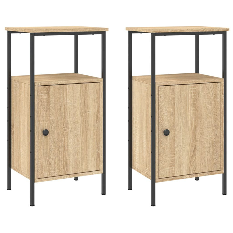 Hedger 41cm W Iron Bedside Table, Sonoma Oak, Set of 2