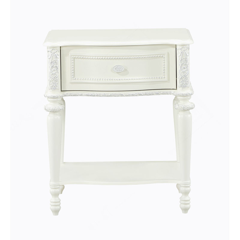 Table de chevet ivoire avec 1 tiroir