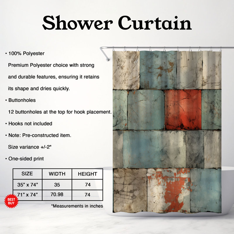 Texture colorée - Rideau de douche Premium, L 71 po x L 74 po