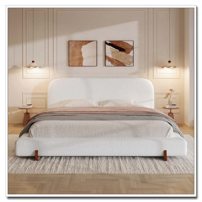 Solid Wood Legs Upholstered Bed Frame