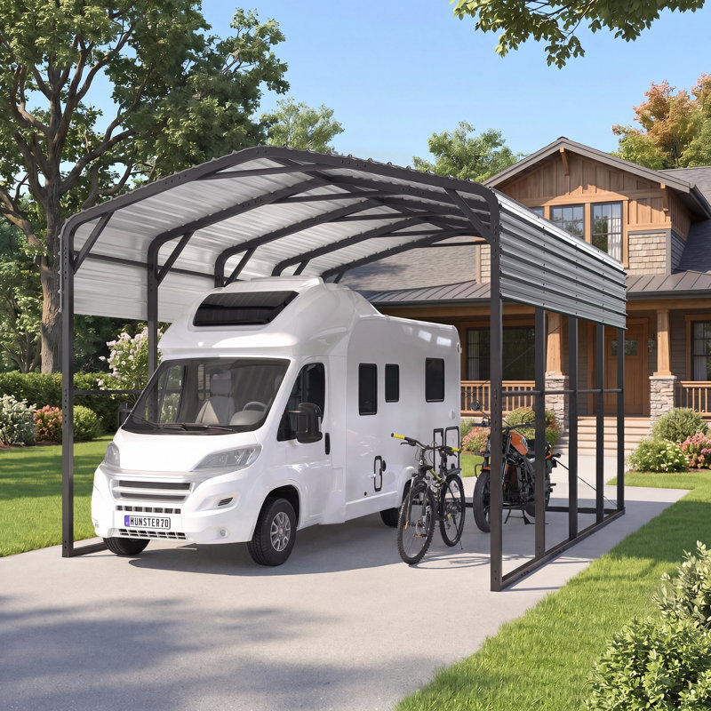 14 Ft. W X 20 Ft. D X 12.8 Ft. H Metal Carport, RV Canopy and Storage Shed with Galvanized Steel Roof