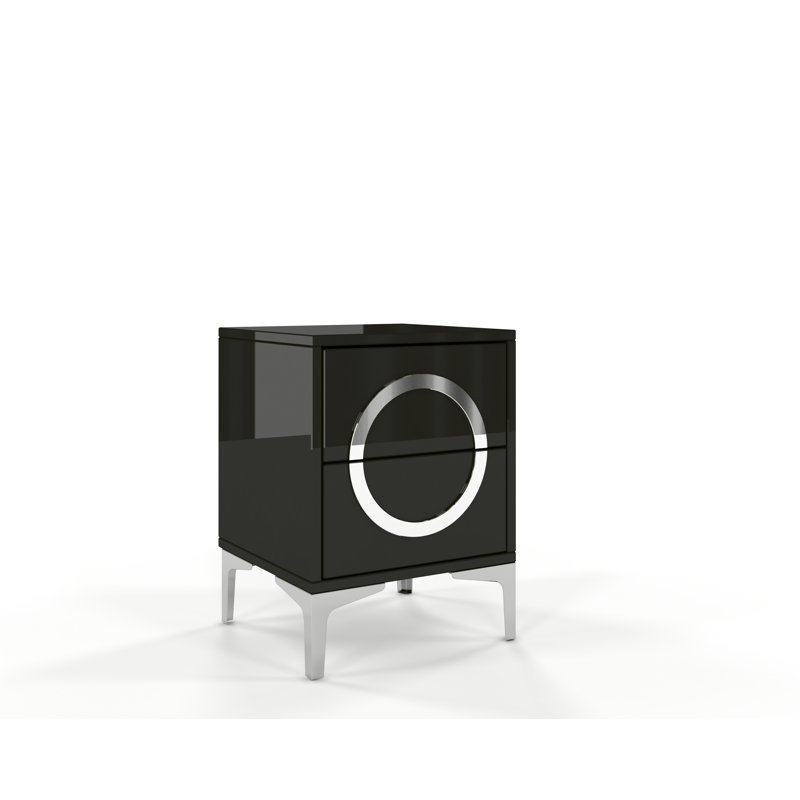 Sterlington 40.1cm W Bedside Table, Black