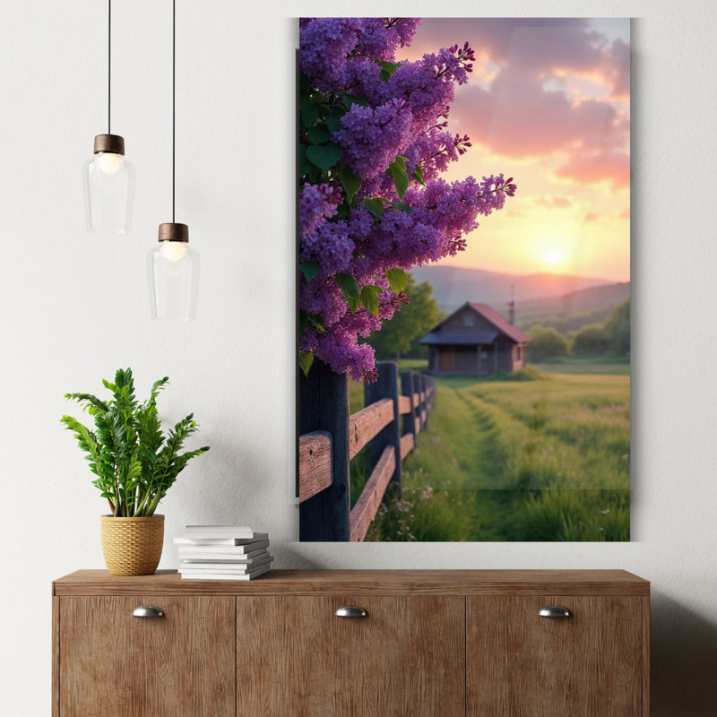 Art mural en verre trempé Lilas, H 16 po x l 12 po