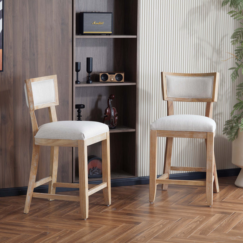 Netzer Fabric Upholstered Counter Stools, Natural