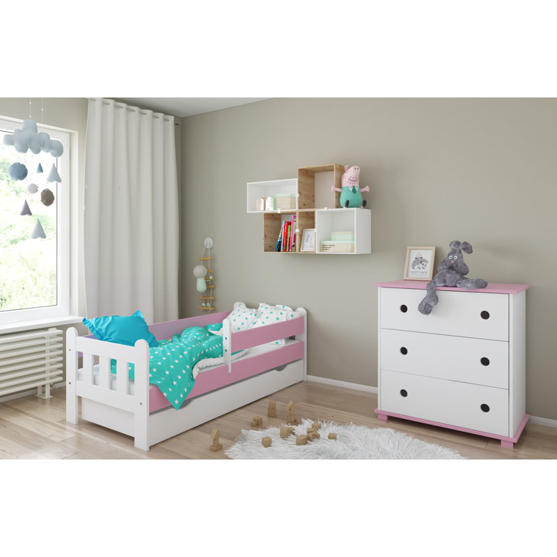 Sherri bed with drawer and mattress, Rosa, European Toddler (180 x 80 cm)
