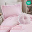 Charmant ensemble de literie rose, édredon simple / simple en microfibre à volants texturés pour un style de chambre toutes saisons