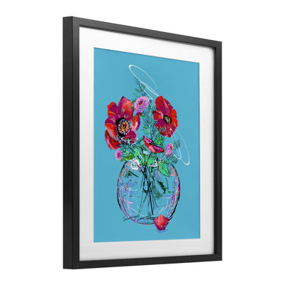 Vivid Poppies in Clear Vase Framed Print Under Glass, design by Susan Lugar