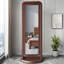 Armoire-miroir sur pied pleine longueur en noyer de 70,08 po avec porte-manteau intégré pour chambre et vestibule