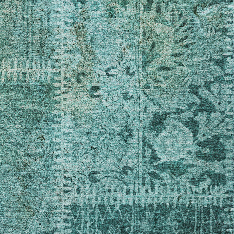 Tapis à poil long de qualité supérieure lavable à la machine ADS635, Turquoise, 2'6" x 3'10"