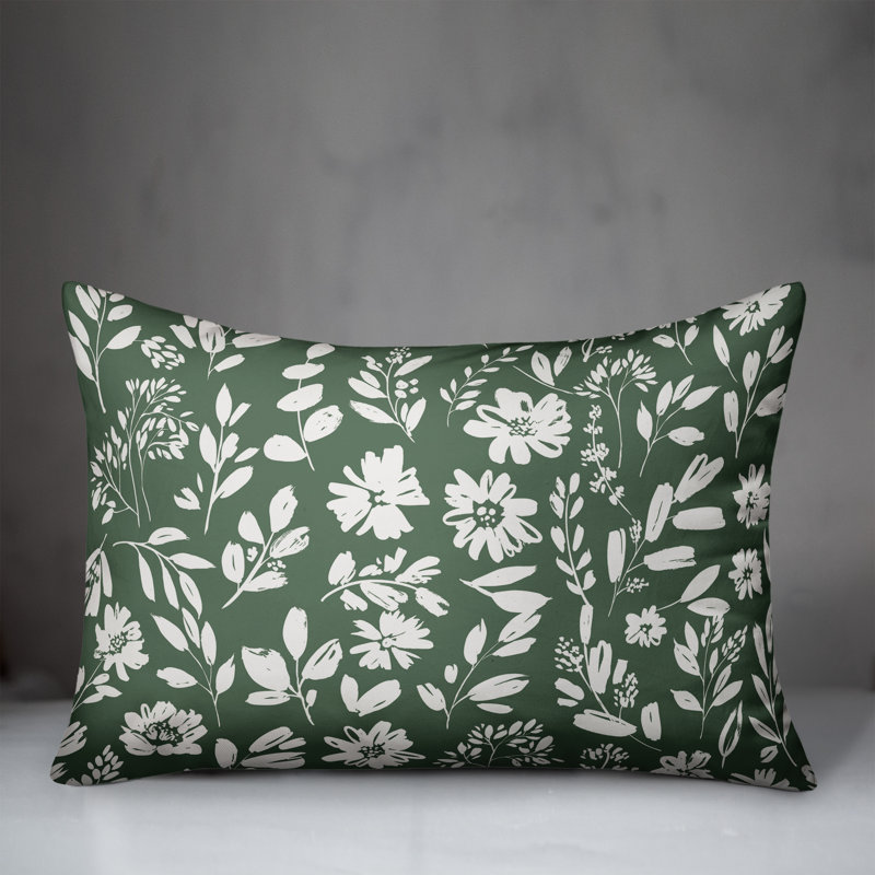 Housse et insert pour coussin rectangulaire estampé 24, Vert