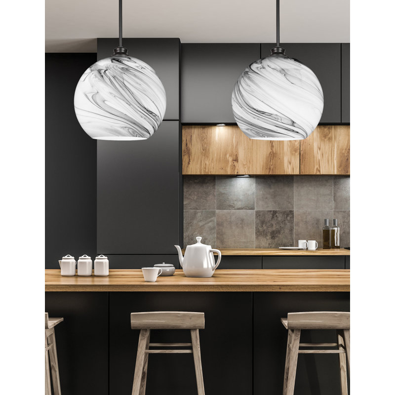 Luminaire suspendu 1 lumière Kimbro, H 13,75 po x l 13,75 po x P 13,75 po, Noir mat