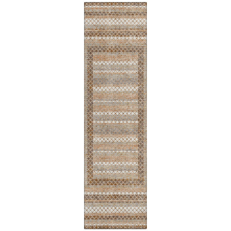Machine Washable Indoor/Outdoor Xhevrie Chocolate Rug, Runner 2'3" x 7'6"