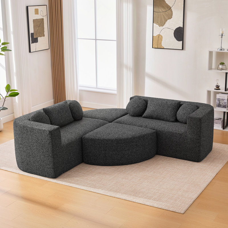 Canapé modulaire Boneless Couch, Bouclé noir