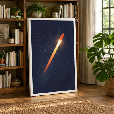 Rocket Through Stars Modern - Wrapped Canvas