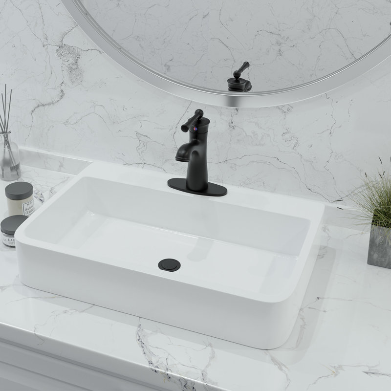 Matte Black Single Handle Bathroom Faucet with Drain Assembly