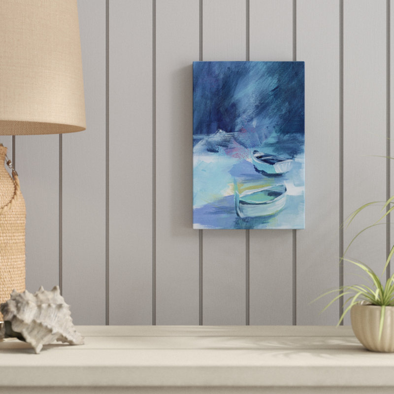 Cove Boats II - Painting on Canvas, 30cm H x 20cm W, Wrapped Canvas