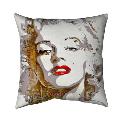Marilyn monroe with typography - 18"x18" Throw pillow cover - Poly twill - Print on demand