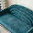 Linen Upholstered Accent Chair with Rainbow-Inspired Backrest and Wood Legs, Turquoise-1886397247