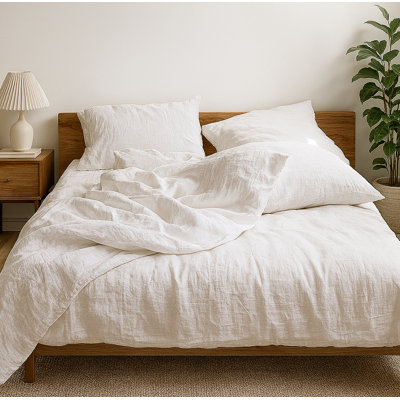 Ensemble de housse de couette 80% Tencel 20% lin français 3 pièces de couleur naturelle