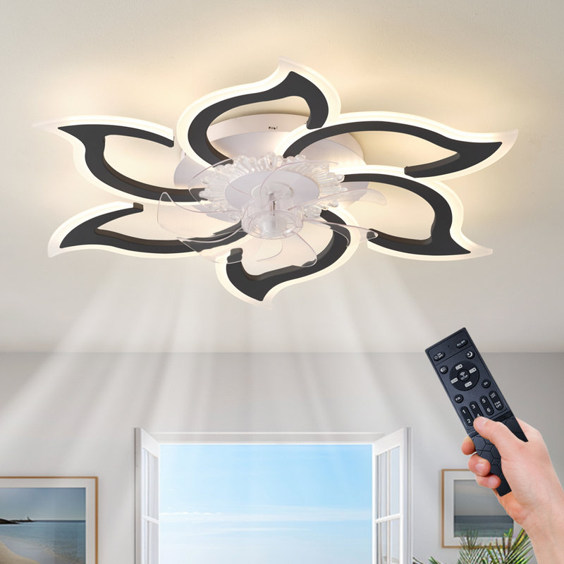 Ventilateur de plafond noir 32,6 po avec lumières, télécommande 3 températures de couleur, ventilateur à 6 vitesses